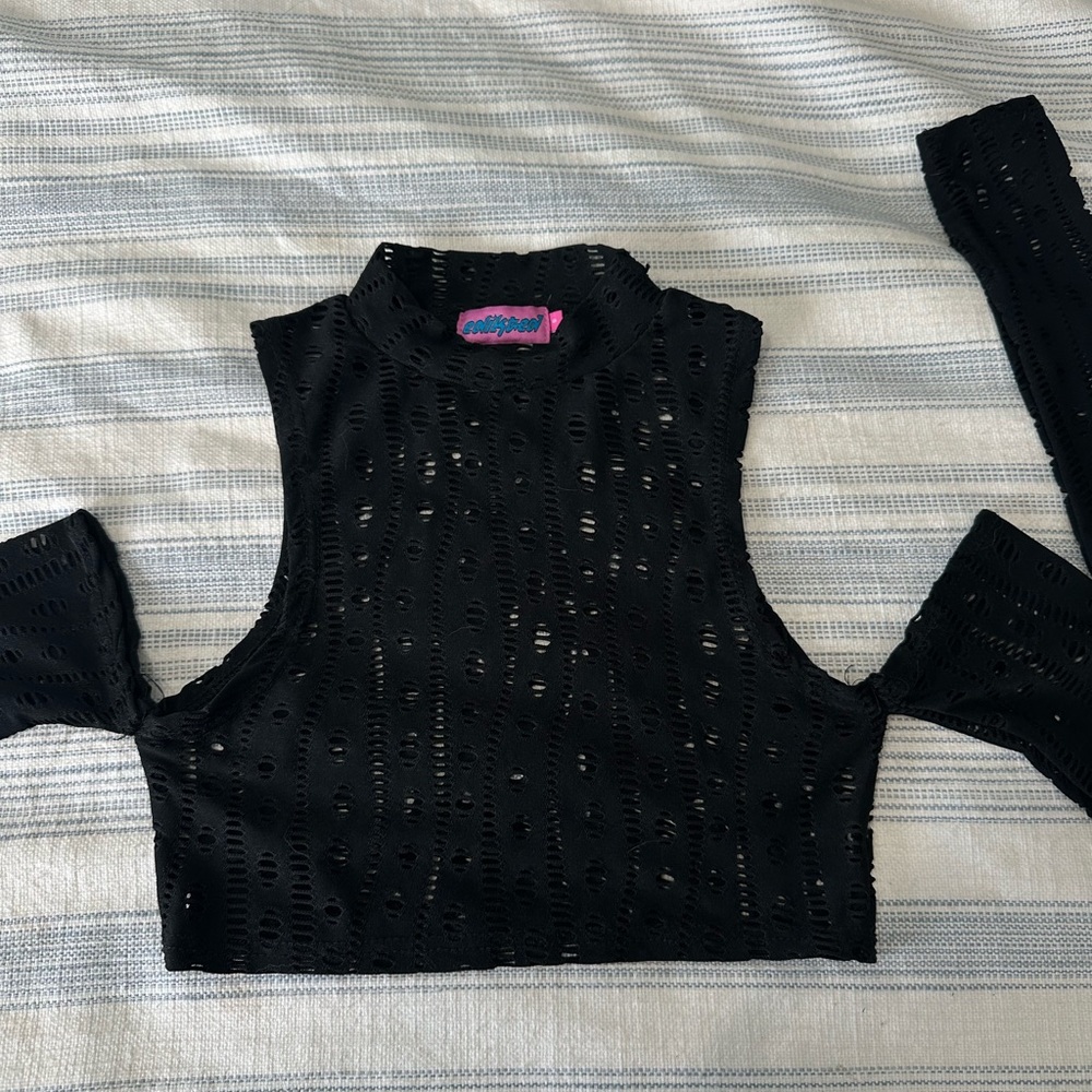 Edikted Black Shoulderless Crop Top